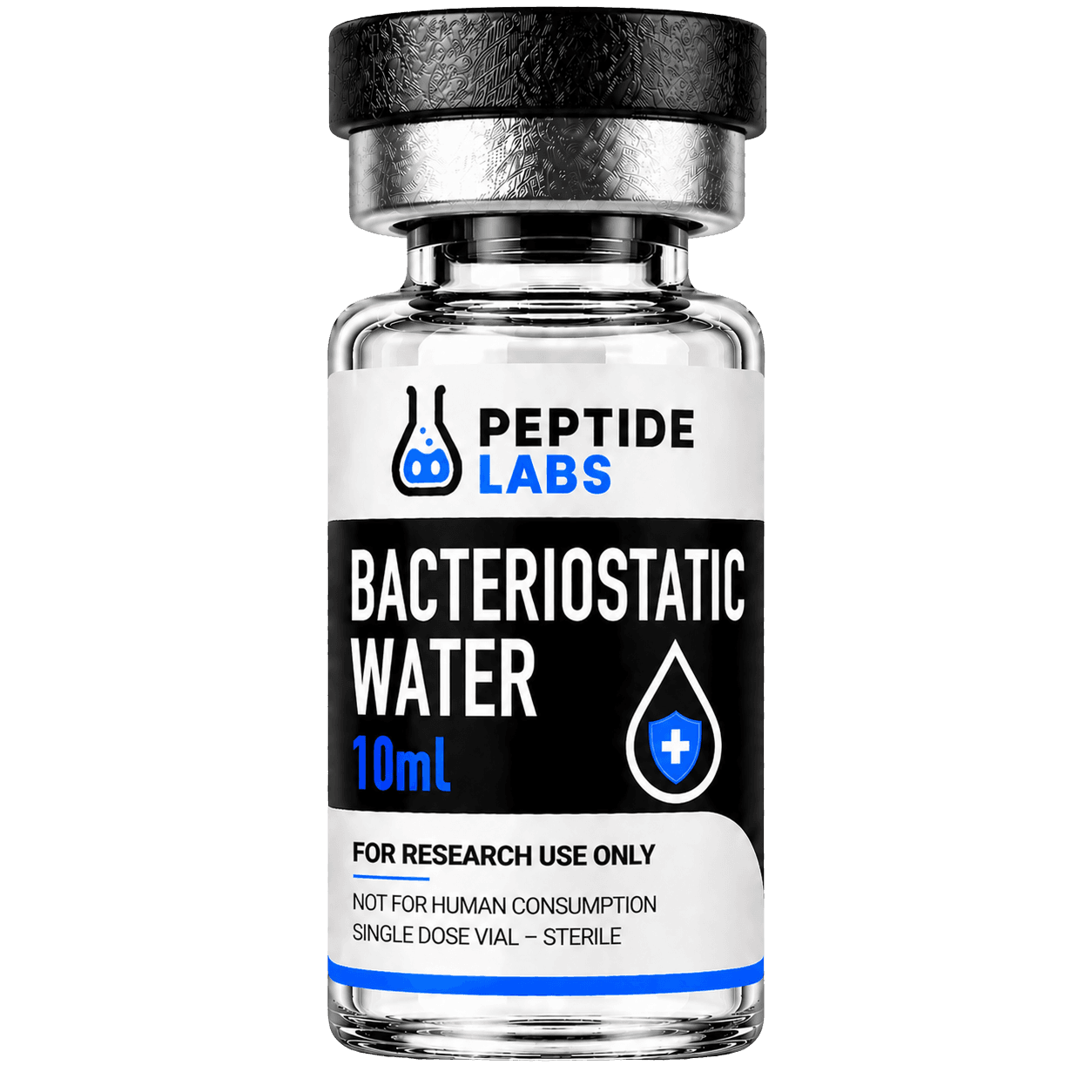 Bac Water 10ml research-use product vial from PeptideLabs
