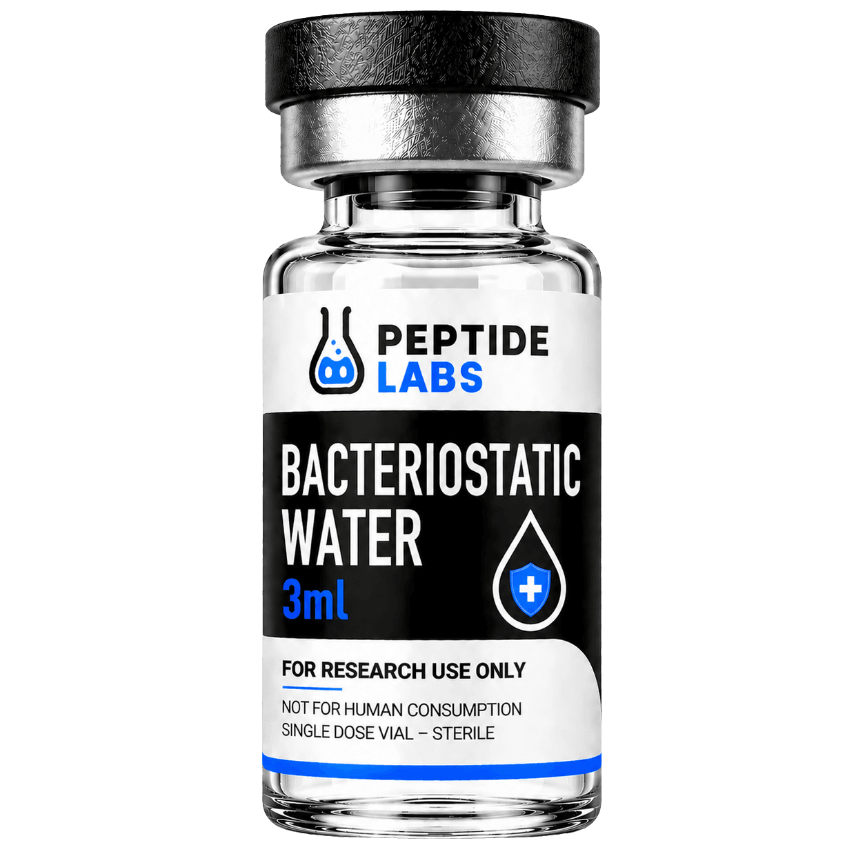 Bac Water 3ml research-use product vial from PeptideLabs