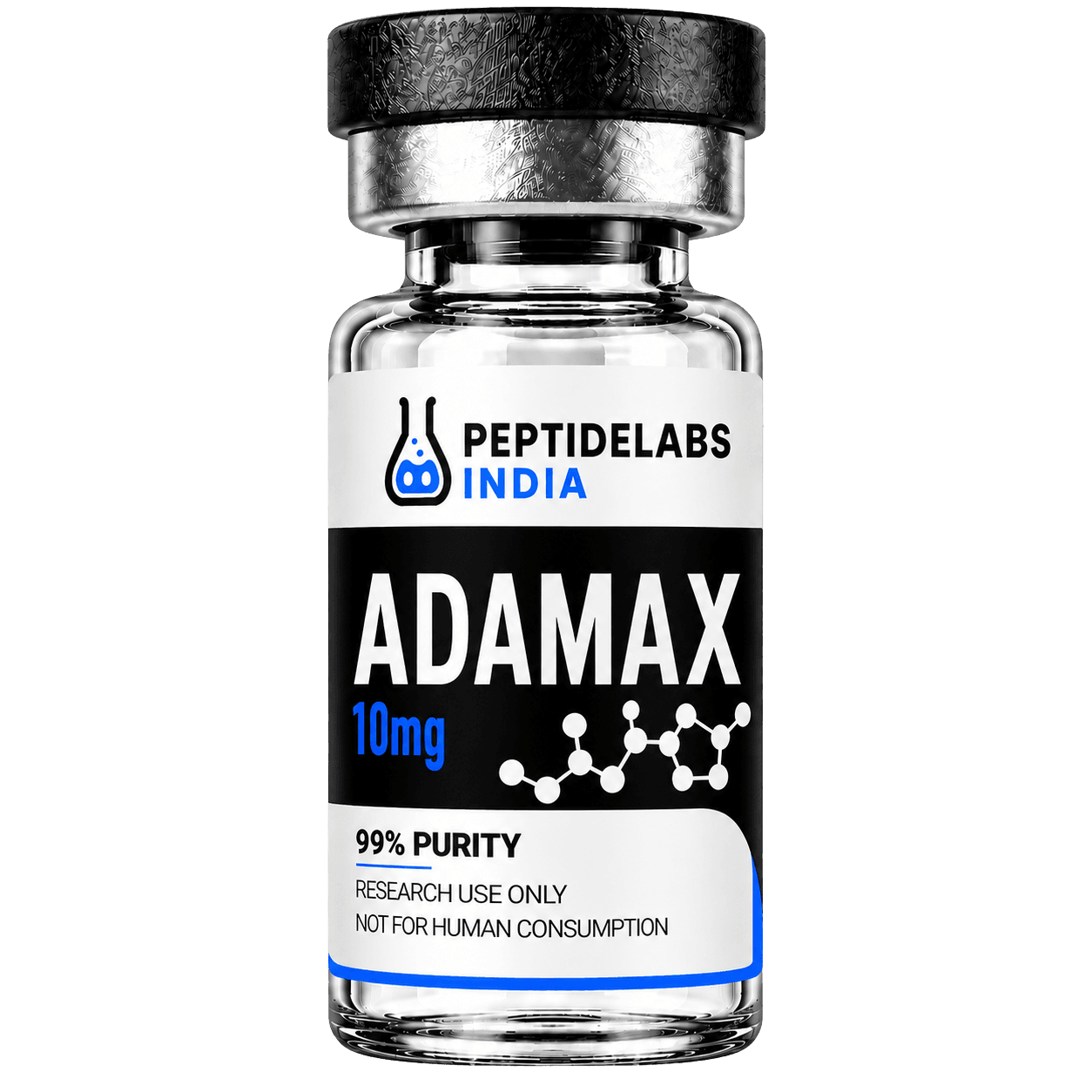 Adamax 10 mg research peptide vial from PeptideLabs India