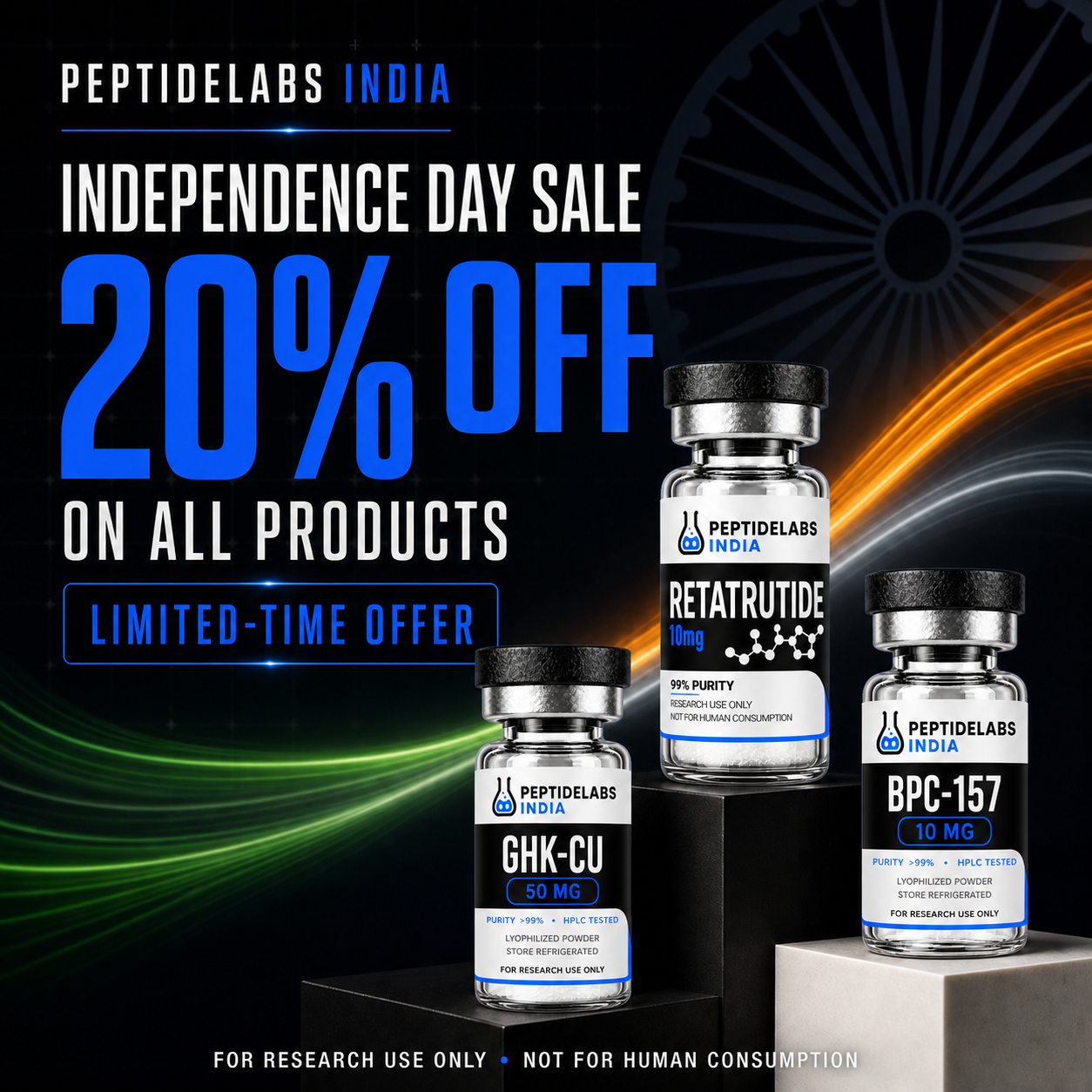PeptideLabs India Independence Day Sale — 20% off all products